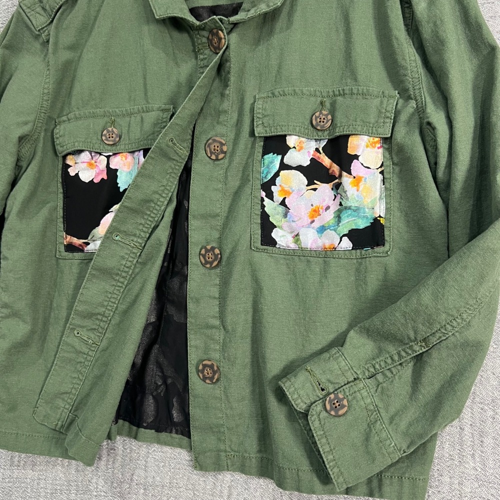 Handmade Floral Patchwork Shirt Botanical Earthy Green Sz M Unique Granola Artsy - Picture 3 of 13